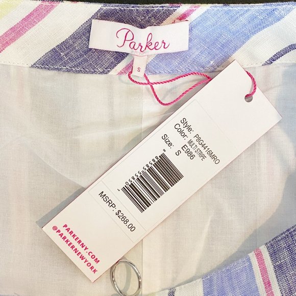 Parker multi stripe Ruffle Linen mini skirt NWT - Picture 8 of 8